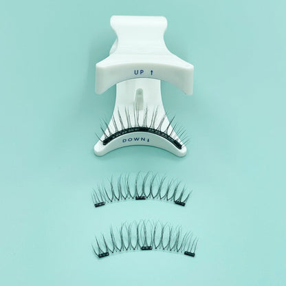CX159-1 Natural-Style Magnetic False Eyelash Pair with White Curved Applicator and Round Case