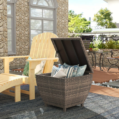 PE Wicker-Look Outdoor Storage Side Table with Flip-Top Lid and Brown, Gray or Black Options