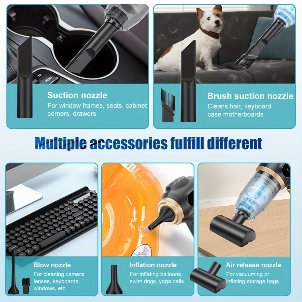 Cordless Handheld Vacuum Cleaner with LCD Display & Multi-Nozzles, 9000Pa Suction 50000RPM HEPA Filter