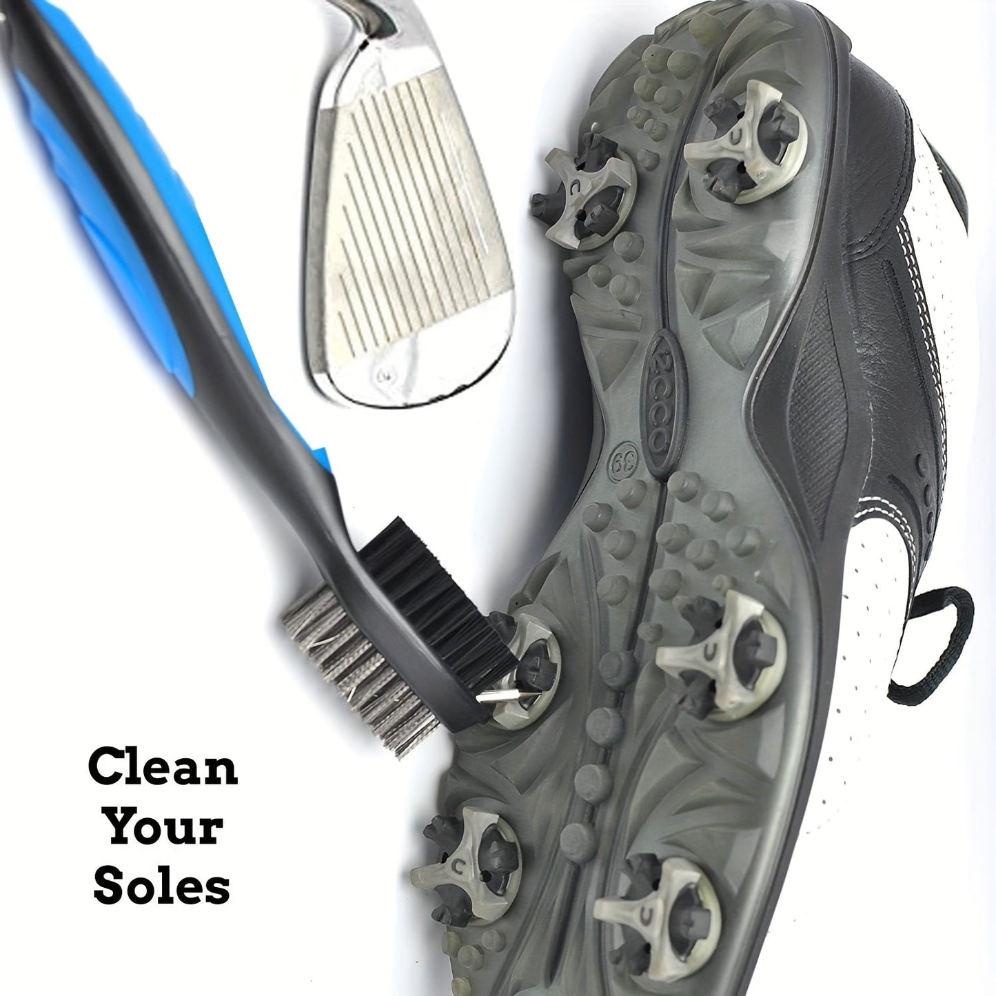Five-Piece Golf Cleaning Set with Three Waffle Towels, Dual-Bristle Club Brush and Retractable Divot Tool