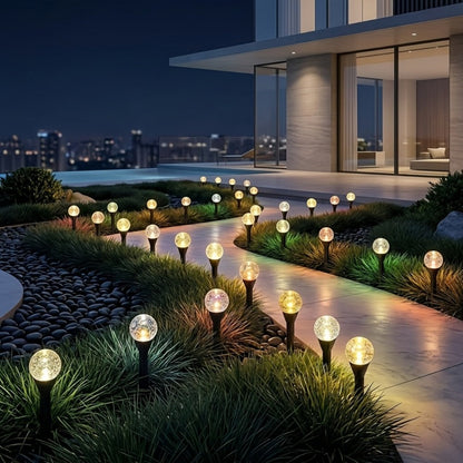 Solar Garden Light Crystal Bubble Ground Stakes 30-Pack with 8 Modes and Two Color Options