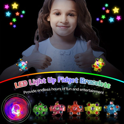 Light Up Fidget Spinner Bracelets Bulk 30 Pack with the Listed Color, Size or Set Options for Everyday Carry