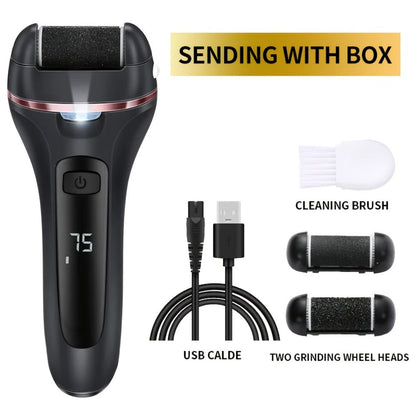 Electric Pedicure Foot File 10-in-1 Kit, Rechargeable with Digital Display, 3 Roller Heads