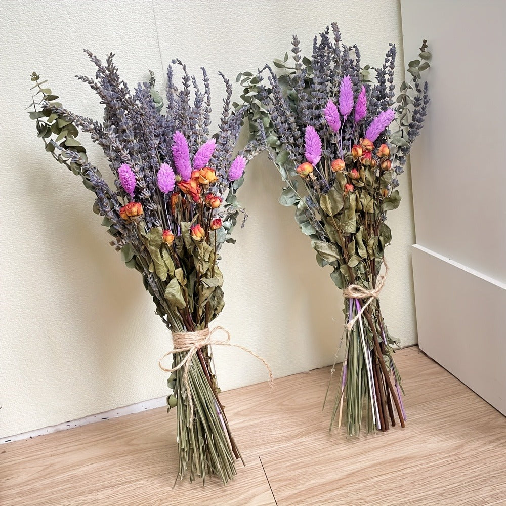 Mixed Lavender Bouquet with Eucalyptus, Dried Rose and Bunny Tails in Two Purple or Lilac Colorways