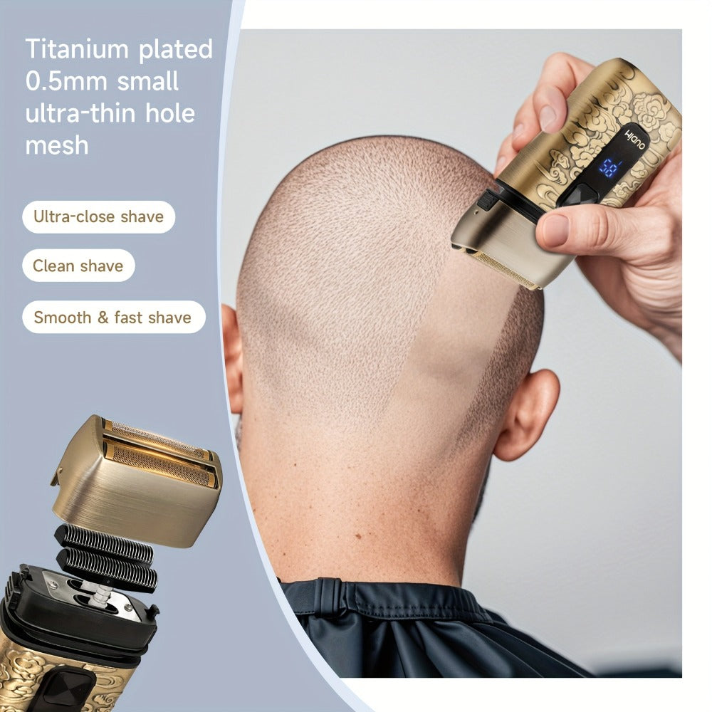 Cordless Electric Foil Shaver Grooming Kit for Men with Barber Shears Beard Mustache Trimmer Bald Head Razor Haircutting Set Father's Day