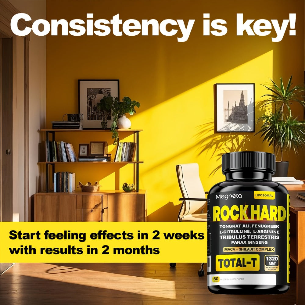 Rock Hard Supplements 180 Capsules 90-Day Supply – L-Arginine, Tongkat Ali, Tribulus & Fenugreek Plant Blend for Men's Energy