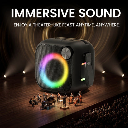 Bluetooth Speaker Square RGB Desktop Model with Phone Stand, USB, TF, AUX Playback, Type-C Charging and Five Colors