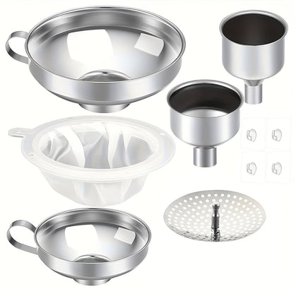 Stainless Steel Funnel Set of 12 Wide Mouth Kitchen Funnels for Mason Jar Canning Liquid Oil Jam Salad Dressing Transferring