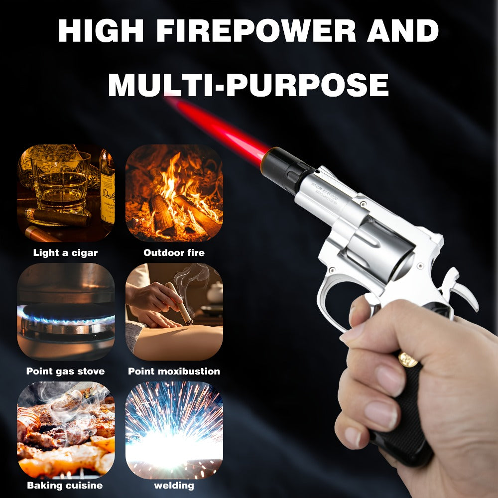Windproof Butane Lighter with Adjustable Flame for Grilling, Camping and Outdoor Meals, with the Listed Configuration