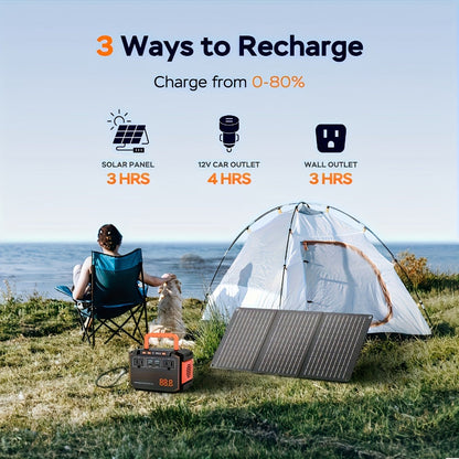 Portable Solar Generator Power Station 88.8Wh / 240Wh – 24000mAh, AC DC USB Ports, LiFePO4 Battery, for Camping RV CPAP Laptop Fan Emergency