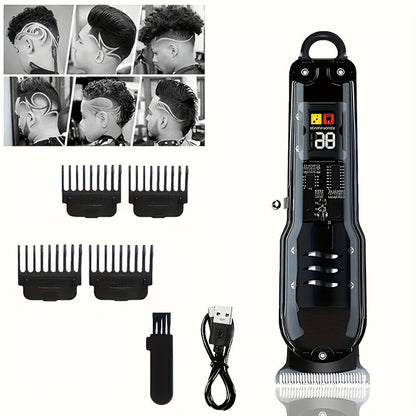 Hair Clipper Kit for Men Cordless USB Rechargeable LCD Screen Beard Trimmer Hair Cutting Set for Entryways, Bedrooms and Living Spaces
