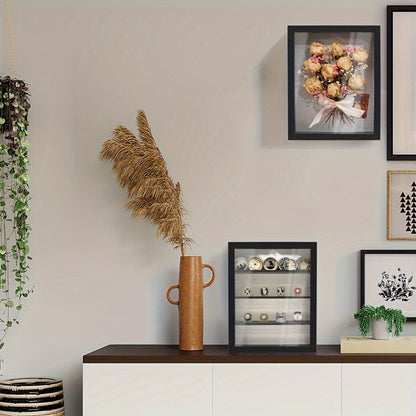 Shadow Box Frame 11x14 with 4 Removable Shelves – Large Deep Display Case for Medals Coins Pins Photos Flowers Keepsakes