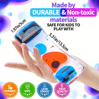 Liquid Motion Bubbler Hourglass Sensory Toy 6 or 12 Pack, Colorful Calming Timer Fidget Toy for Kids