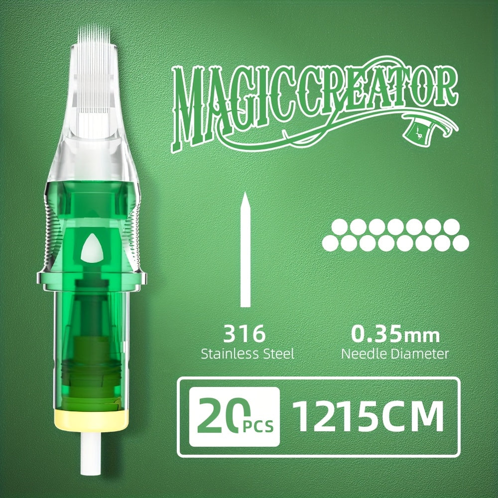 Tattoo Cartridge Needles with MAGICCREATOR Label, 20-Piece Box with 25 RL RS CM M1 Options