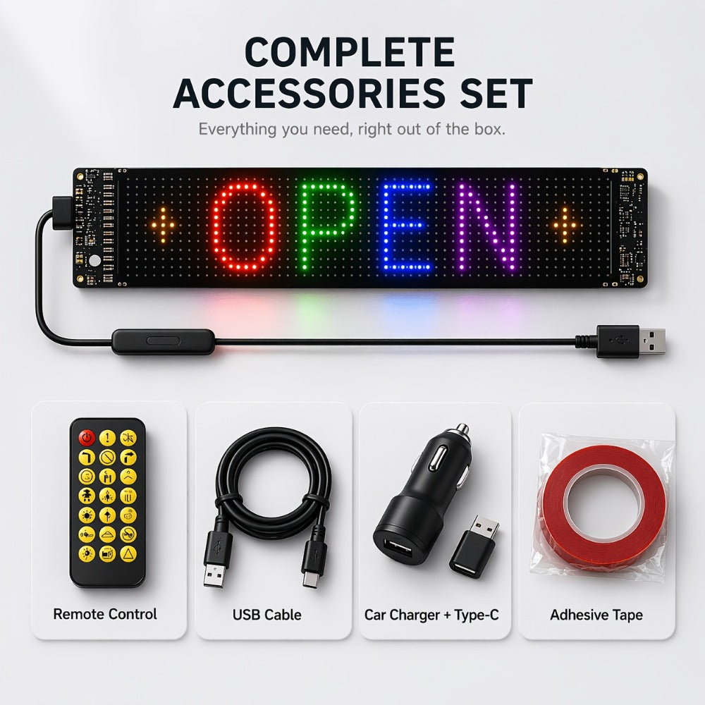Programmable LED Sign, Flexible Matrix Display with App Control, Custom Text & Animations, Music Sync