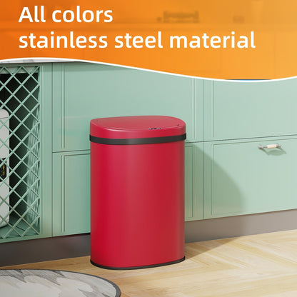 Motion Sensor Trash Can with 13-Gallon Label and Plastic or Steel Finish Options in Six Colors