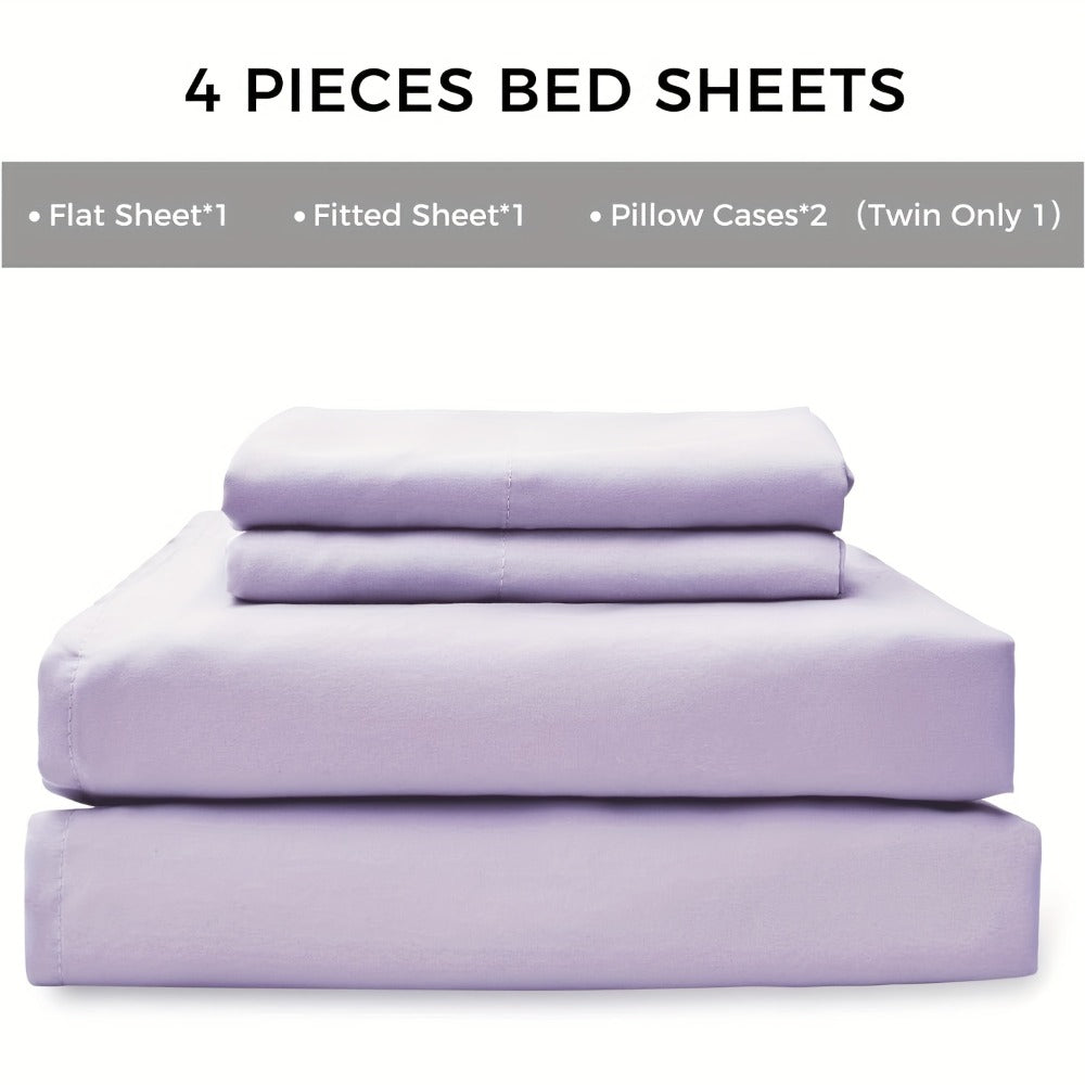 Bed Sheet Set Microfiber with Size-Dependent 3- or 4-Piece Contents, Four Bed Sizes and Eleven Colors