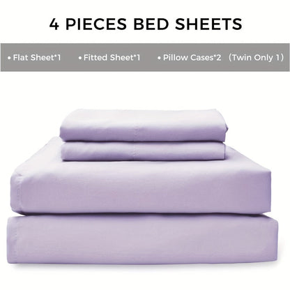 Bed Sheet Set Microfiber with Size-Dependent 3- or 4-Piece Contents, Four Bed Sizes and Eleven Colors