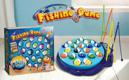 Kids Fishing Game with Rotating Board, 21 Fish & 4 Fishing Rods, Fast-Action Electronic Fishing Toy for Toddlers Ages 3+