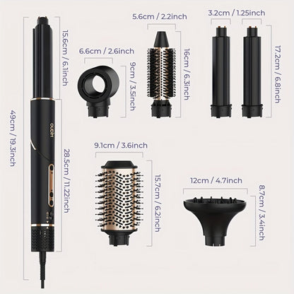 OUDIM 6-in-1 Hot Air Brush Hair Styling Tool with 110, 000 RPM Motor, Foldable Handle and Storage Bag
