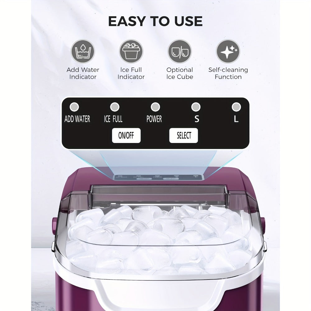 Portable Ice Maker Machine /Day - Countertop Ice Maker Makes 8 Ice Cubes in 6 Minutes, 2 Ice Sizes