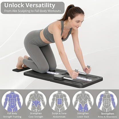 Foldable 8-in-1 Pilates Slide Board with Resistance Bands, Ab Handles and Purple, Pink or Grey Options