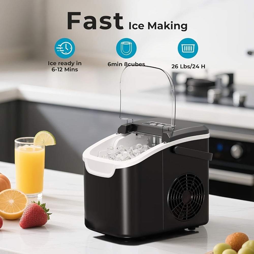 Pebble Ice Maker Countertop, /24H, 2 Ice Cube Sizes, Sonic Bullet Ice Machine, Auto-Cleaning, Stainless Steel