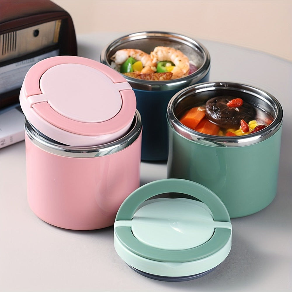 Stainless Steel Lunch Box 630ml Leakproof Stackable Thermal Bento Box with Handle 304 Steel Heat Cold Insulation Container for School Office
