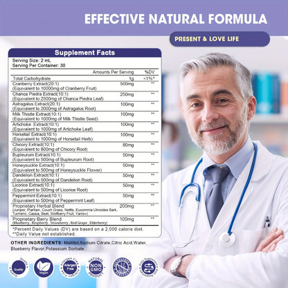 Milk Thistle Liver & Kidney Support Liquid Supplement 27-in-1 Vegan Herbal Formula, Alcohol-Free Fast-Absorbing Detox