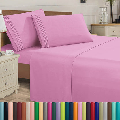 Microfiber Bed Sheet Set 4-Piece Deep Pocket Cooling Sheets Twin Full Queen King Cal King Split King