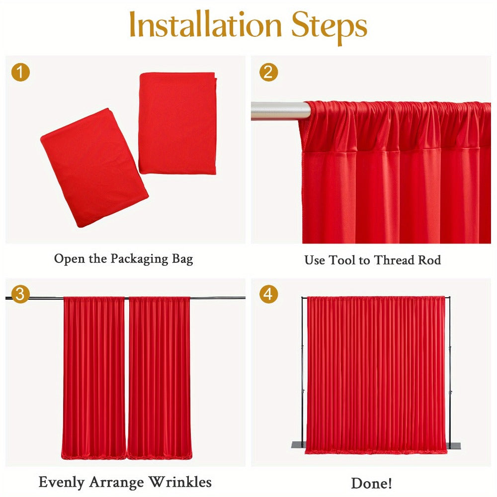 Photography Backdrop 4-Pack 5x10ft Polyester Spandex Background Cloth | Wrinkle-Resistant, Soft & Smooth with Pole Pockets | Wedding