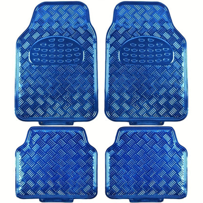 Molded Car Floor Mats, Four-Piece Front and Rear Set with Trim Lines in Six Color Options for Vehicle Footwells