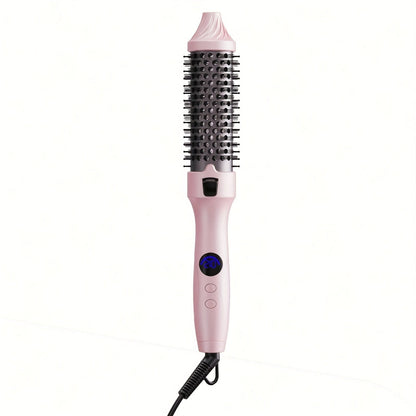 2-in-1 Hot Air Brush Straightener & Curler with Negative Ion Technology, Frizz-Free Blowout Brush with Adjustable Temp Control