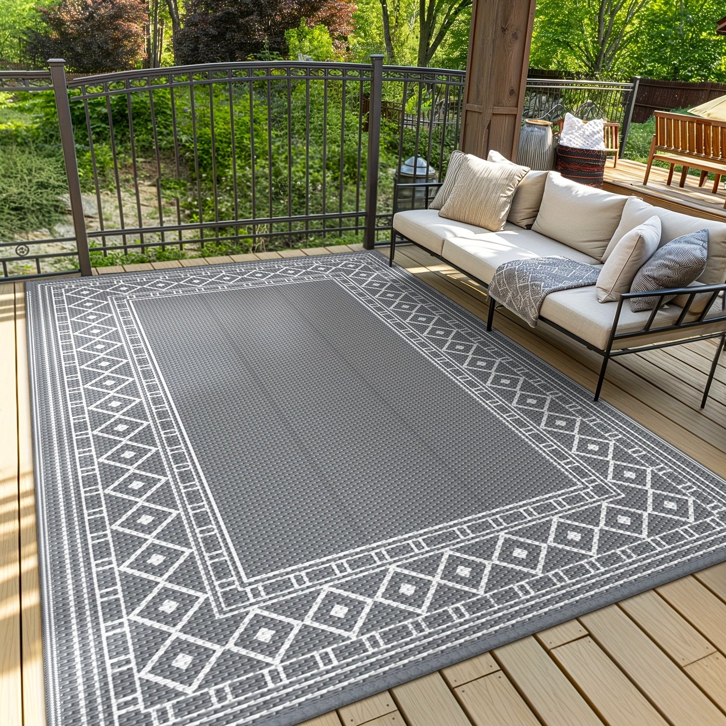 Outdoor Reversible Plastic Straw Rug for Patio Deck RV Camping – Waterproof UV-Resistant Lightweight Mat, Multiple Sizes & Colors