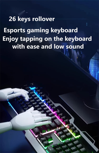 RGB Gaming Keyboard and Mouse Combo Wired USB, Backlit Keyboard & Mouse Set for PC Desktop Laptop Windows