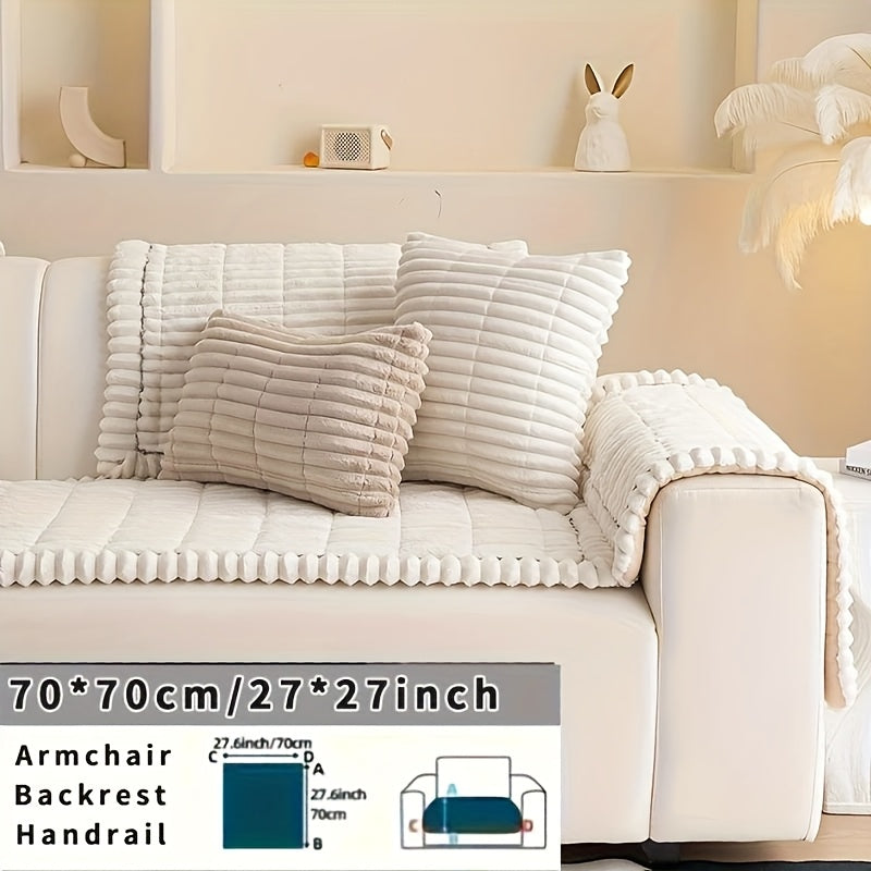 Sofa Cushion Cover Plush Velvet Washable Seat Pad Wavy Edge Soft Kapok Filling for Couch Loveseat 1 2 3 4 Seater
