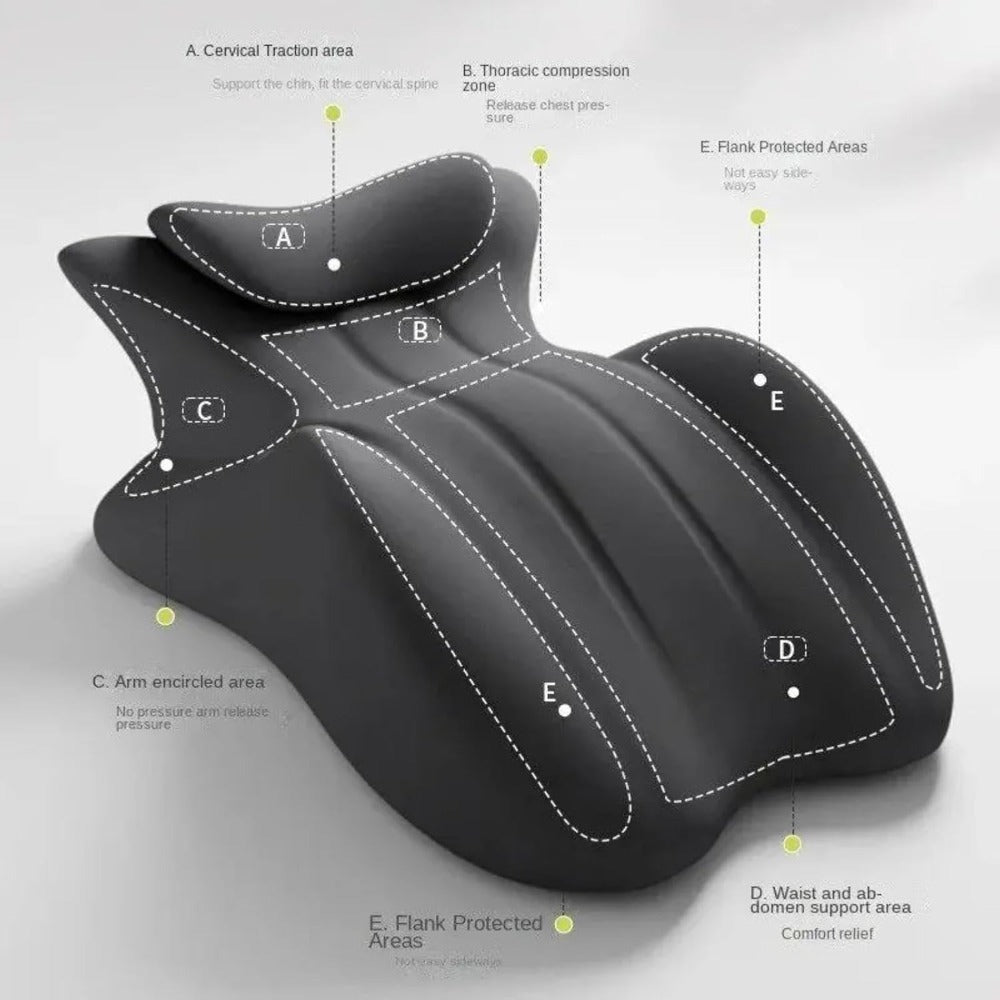 Black Multiposition Wedge Cushion with Raised Center Bolster and 23 x 30 x 9-Inch Pictured Dimensions