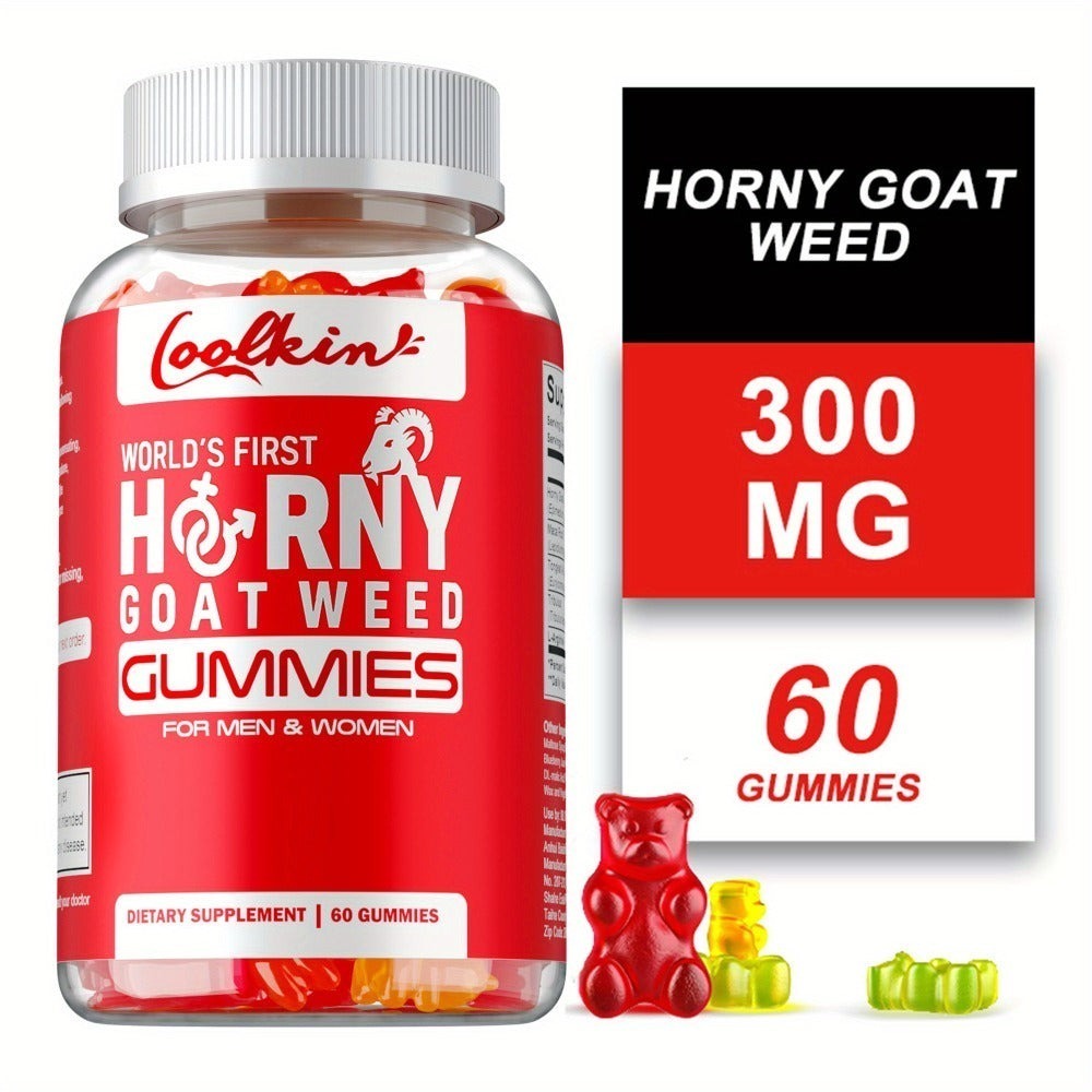 Horny Goat Weed Gummies with Maca Root Tongkat Ali Tribulus & L-Arginine, Men's Vitality & Energy Support Chewable Supplement