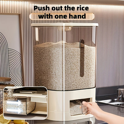 Airtight Rice Container with Measuring Cup, Large Moisture-Proof Rice Dispenser for Rice, Grains