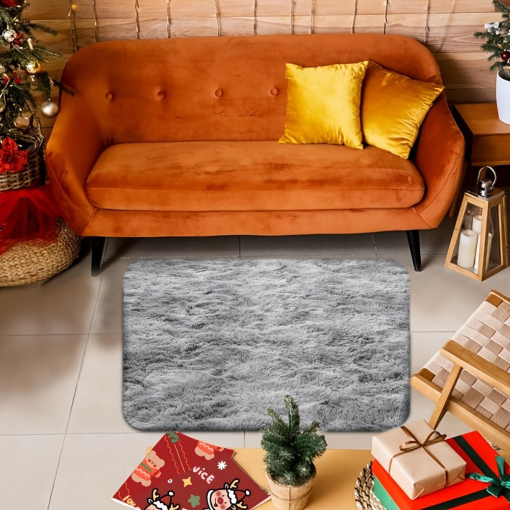 Area Rug Tie-Dye Polyester Plush Mat in Four Colors and Two Machine-Washable Sizes for Indoor Rooms