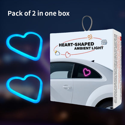 Car Interior Neon Heart Lights Solar USB Rechargeable 5 Lighting Modes Vibration-Sensing Auto On/Off Dashboard Decoration for Cars Trucks