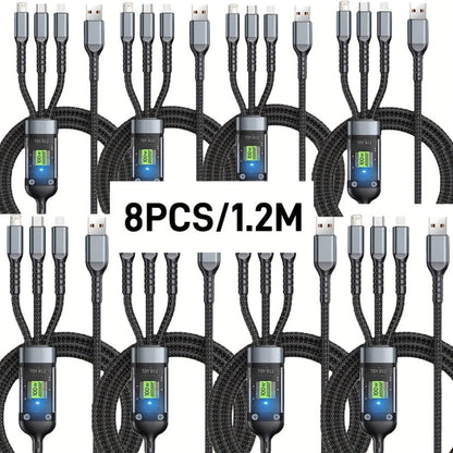 MFi 3-in-1 Charging Cable 100W Fast Charge 4/8 Pack for an Everyday Personal Care Routine, with Listed Configuration