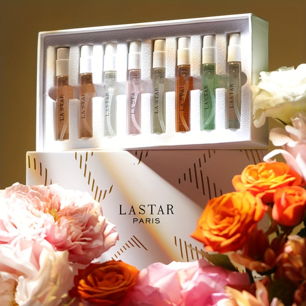 8 Piece Women's Perfume Gift Set Travel Size Mini EDT Bottles - Patchouli Fresh Floral Scents for Bath Time, Home Spa and Personal Care