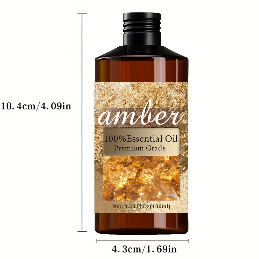 Essential Oil Amber Warm Rich Aroma in 100ml Bottle for Bath, Massage, Aromatherapy and Personal Care