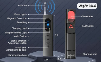 Anti Spy Hidden Camera Detector RF Signal Scanner Portable Bug Detector, GPS Tracker Finder, Listening Device Detector