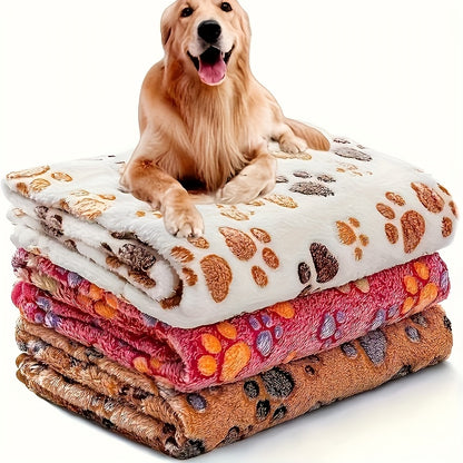 Pet Blanket 3 Pack – Super Soft Fleece Flannel Throw for Dogs Cats Puppies, Cute Paw Bone Elephant Dot Patterns, Small Medium Large Sizes