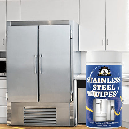 Stainless Steel Cleaning Wipes Kitchen 1 or 2 Barrel – Gentle Formula Safe for Hands, Quick Deep Cleaning of Stainless Steel Appliances
