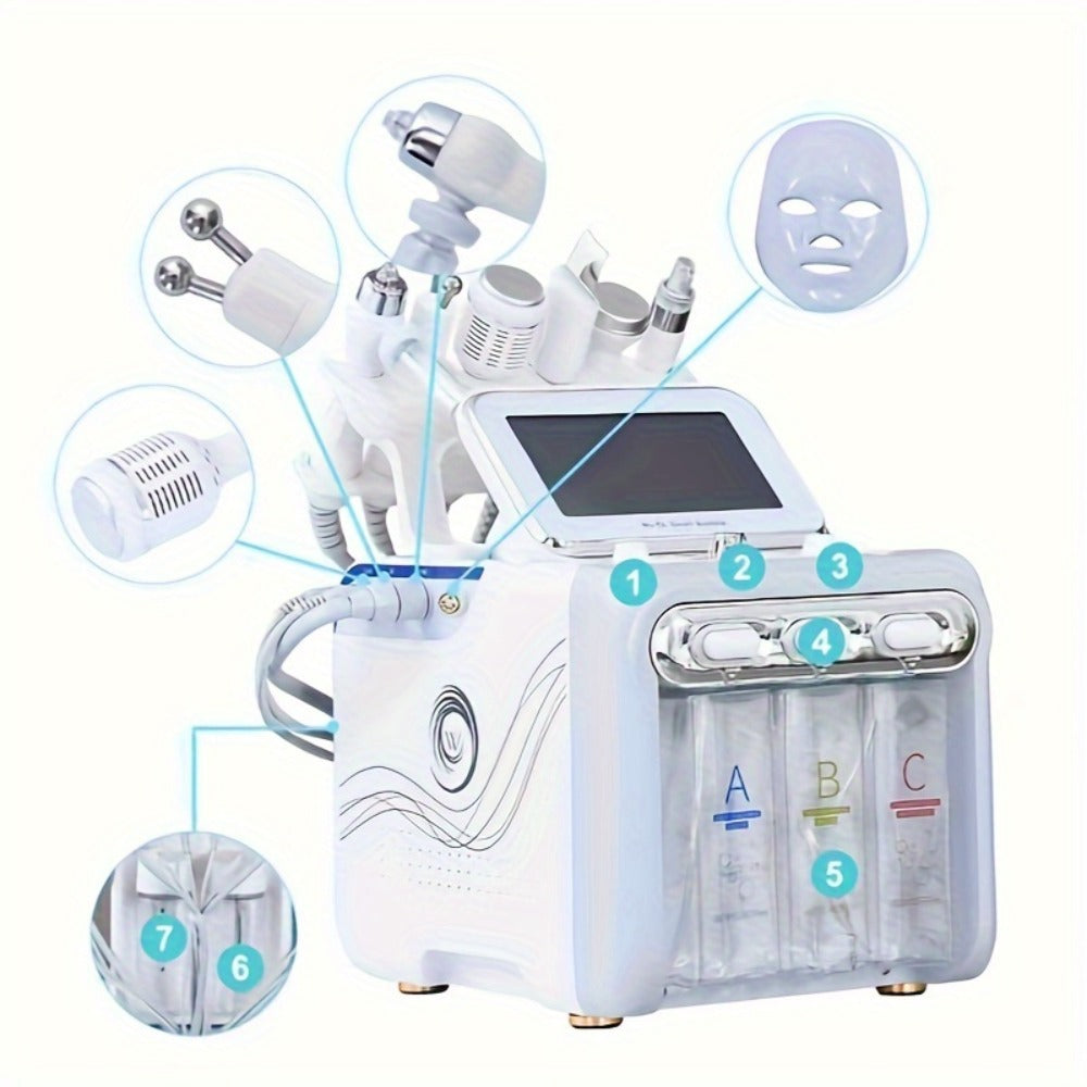 Hydrogen Oxygen Microbubble Facial Machine 6-in-1 / 7-in-1, Dual Pump Deep Cleansing Skin Rejuvenation Beauty Device for Home Spa Use