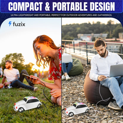 Fuzix WS-1958 Vintage Car Bluetooth Speaker with LED Headlights & Taillights | Retro Wireless Stereo, FM Radio, AUX/USB/TF, Built-in Mic