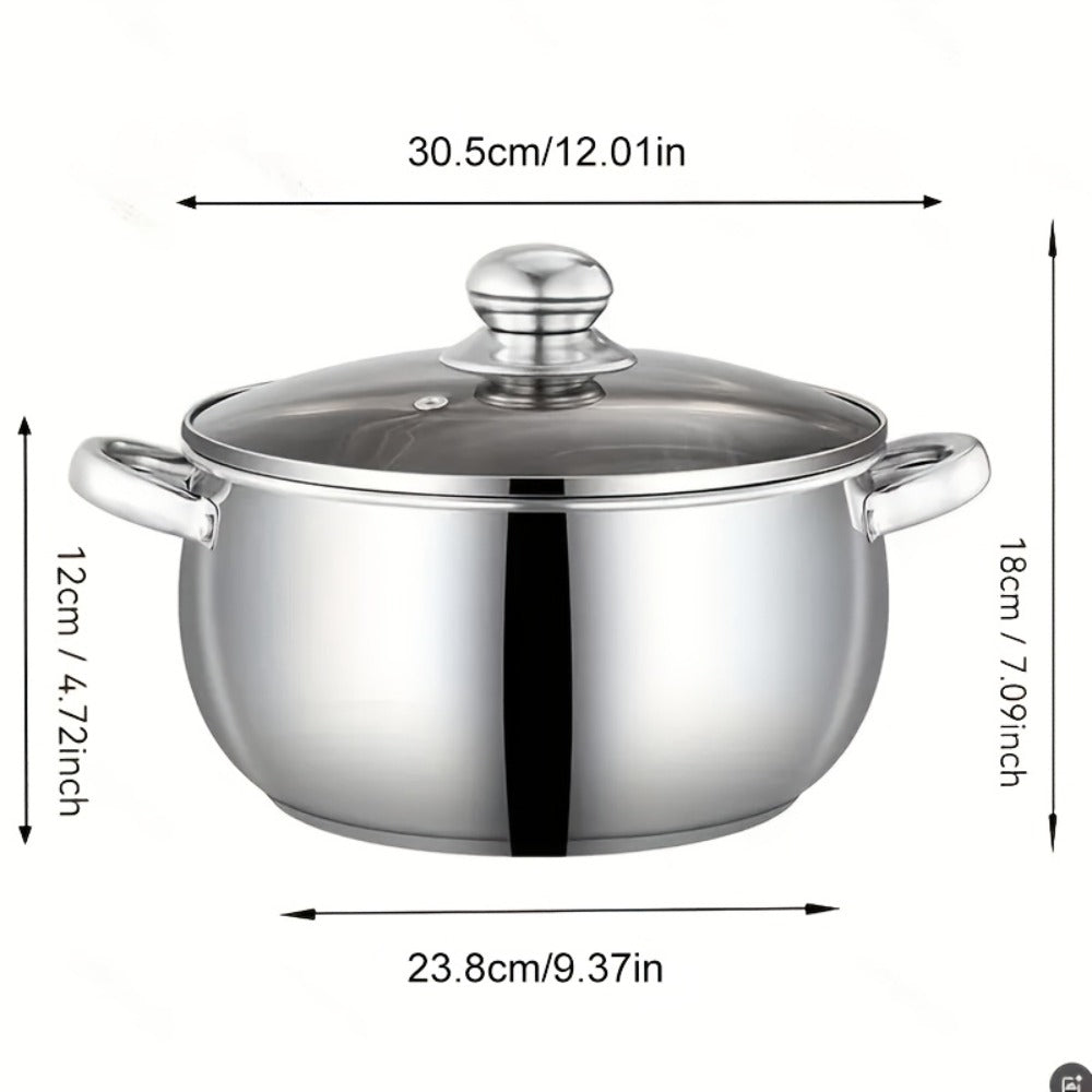 Stainless Steel Soup Pot Apple Pot Heat Resistant Handles Versatile Cookware for Boiling for Home Cooking, Dining and Outdoor Meals